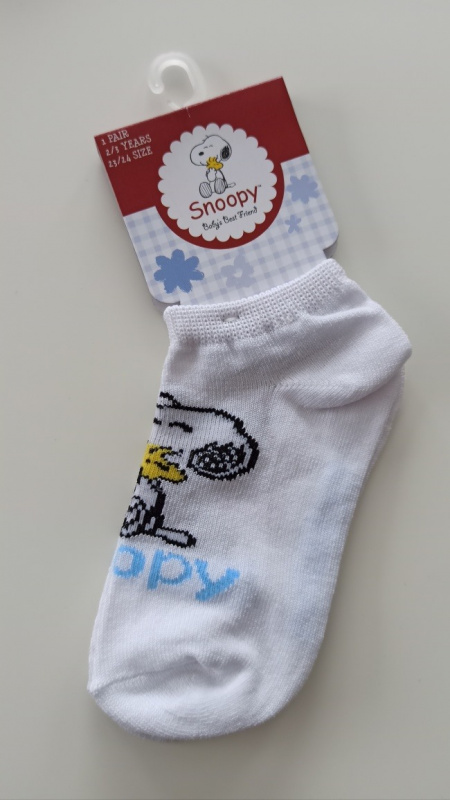 Snoopy trumpos kojinės (baltos) 